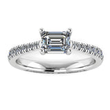 East West Set Emerald Cut Diamond Ring 0.25ct