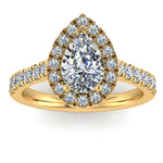 LUNA - Lab-Grown Pear Cut Diamond Halo Ring by Harrogate Jewellers, a bespoke Yorkshire jewellery piece with platinum band, ideal for engagement and wedding occasions.