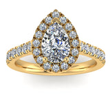 LUNA - Lab-Grown Pear Cut Diamond Halo Ring by Harrogate Jewellers, a bespoke Yorkshire jewellery piece with platinum band, ideal for engagement and wedding occasions.