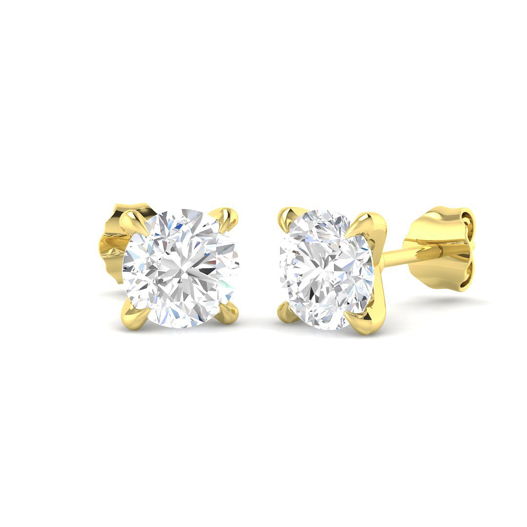 Round Brilliant Cut Solitaire Lab-Grown Diamond Stud Earrings from Harrogate Jewellers, showcasing 2.00ct total weight diamonds in an 18ct white gold setting.