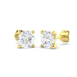 Round Brilliant Cut Solitaire Lab-Grown Diamond Stud Earrings from Harrogate Jewellers, showcasing 2.00ct total weight diamonds in an 18ct white gold setting.