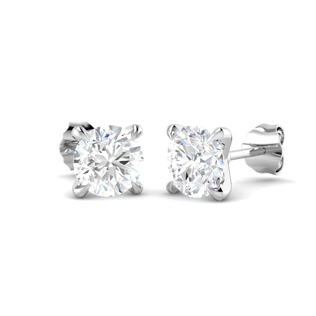 Harrogate Jewellers' 2.00ct total weight, round brilliant cut solitaire lab-grown diamond stud earrings in platinum, perfect for bespoke Yorkshire weddings.