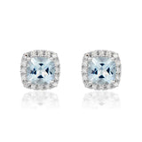 Cushion Cut Aquamarine and Diamond Cluster Earrings by Harrogate Jewellers, a timeless piece of bespoke jewellery crafted in white gold, perfect for Yorkshire wedding rings or engagement events.