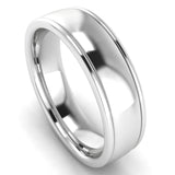 Gents Platinum Polished Groove Edge 6mm Wedding Ring from Harrogate Jewellers, Yorkshire's bespoke jewellery for lab grown diamond rings