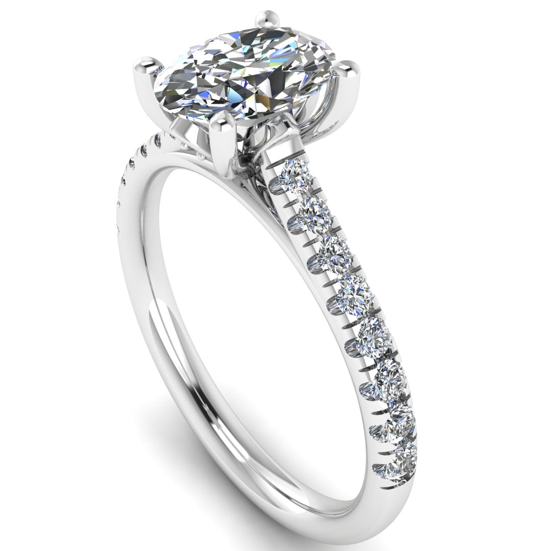 Harrogate Jewellers' MARIE lab-grown round brilliant cut diamond engagement ring with set shoulders, displayed against a white background.