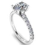 Harrogate Jewellers' MARIE lab-grown round brilliant cut diamond engagement ring with set shoulders, displayed against a white background.