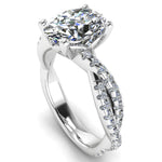 SOPHIA - Lab-Grown Oval Cut Diamond Ring with Twisted Diamond Shoulders by Harrogate Jewellers. Elegant bespoke jewellery with platinum band, perfect for Yorkshire weddings.