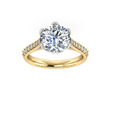 Harrogate Jewellers' bespoke Juliet ring, featuring a lab-grown round brilliant cut diamond in a six claw setting, ideal for wedding or engagement in Yorkshire.
