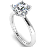 Harrogate Jewellers' EMILIA engagement ring, showcasing a Lab Grown Round Brilliant Cut Diamond with a hidden under halo, set in platinum.