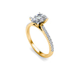 Harrogate Jewellers' Lab-Grown Classic Round Brilliant Cut Diamond Ring, featuring a prominent central diamond and set shoulders on a gold band, ideal for bespoke Yorkshire engagement and wedding jewellery.