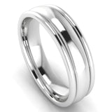 Gents Platinum Polished Groove Edge 5mm Wedding Ring