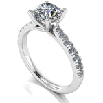 OPHELIA Lab-Grown Round Brilliant Cut Diamond Engagement Ring by Harrogate Jewellers, platinum band claw set with diamond accent side stones, Yorkshire bespoke jewellery.