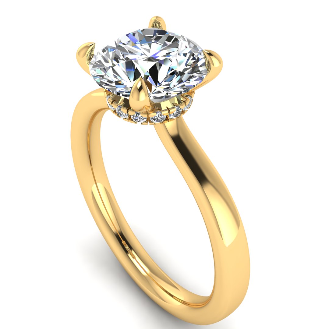 Harrogate Jewellers' EMILIA Lab Grown Round Brilliant Cut Diamond Under Halo Engagement Ring, Platinum or White Gold, Bespoke Yorkshire Jewellery