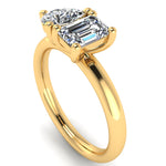 TOI ET MOI Pear and Emerald Cut Diamond Ring from Harrogate Jewellers, showcasing two distinct lab-grown diamonds on a platinum band, bespoke jewellery from Yorkshire.