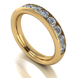 Round Brilliant Cut Channel Set Yellow Gold Diamond Ring 2mm