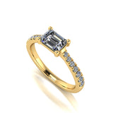 East West Set Emerald Cut Diamond Ring 0.25ct