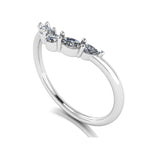 Harrogate Jewellers Mixed Cut Shaped Diamond Curve Band, featuring three differently colored diamonds in white gold setting, perfect choice for bespoke engagement or wedding rings in Yorkshire.