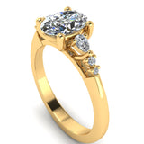 Harrogate Jewellers' ORIANNA lab grown oval cut diamond solitaire ring with mixed cut diamond shoulders in white gold, bespoke jewellery in Harrogate Yorkshire