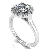 CORA - Lab-Grown Classic Round Brilliant Cut Diamond Halo Ring by Harrogate Jewellers, a bespoke engagement ring with sparkling halo diamonds, set in platinum, perfect for Yorkshire weddings.