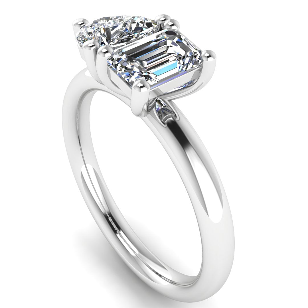 TOI ET MOI Pear and Emerald Cut Diamond Ring by Harrogate Jewellers, featuring lab-grown diamonds on a platinum band, bespoke jewellery from Yorkshire.