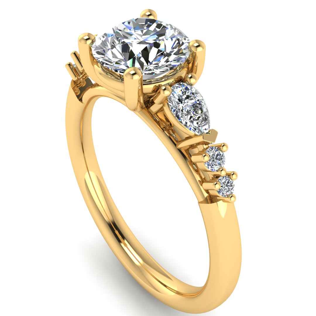 Harrogate Jewellers' Lab Grown Round Brilliant Cut Solitaire Ring with Mixed Cut Diamond Shoulders in Platinum, Bespoke Engagement Ring in Yorkshire