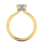 Round brilliant cut lab grown diamond on an under halo engagement ring by Harrogate Jewellers, bespoke jewellery in Yorkshire.