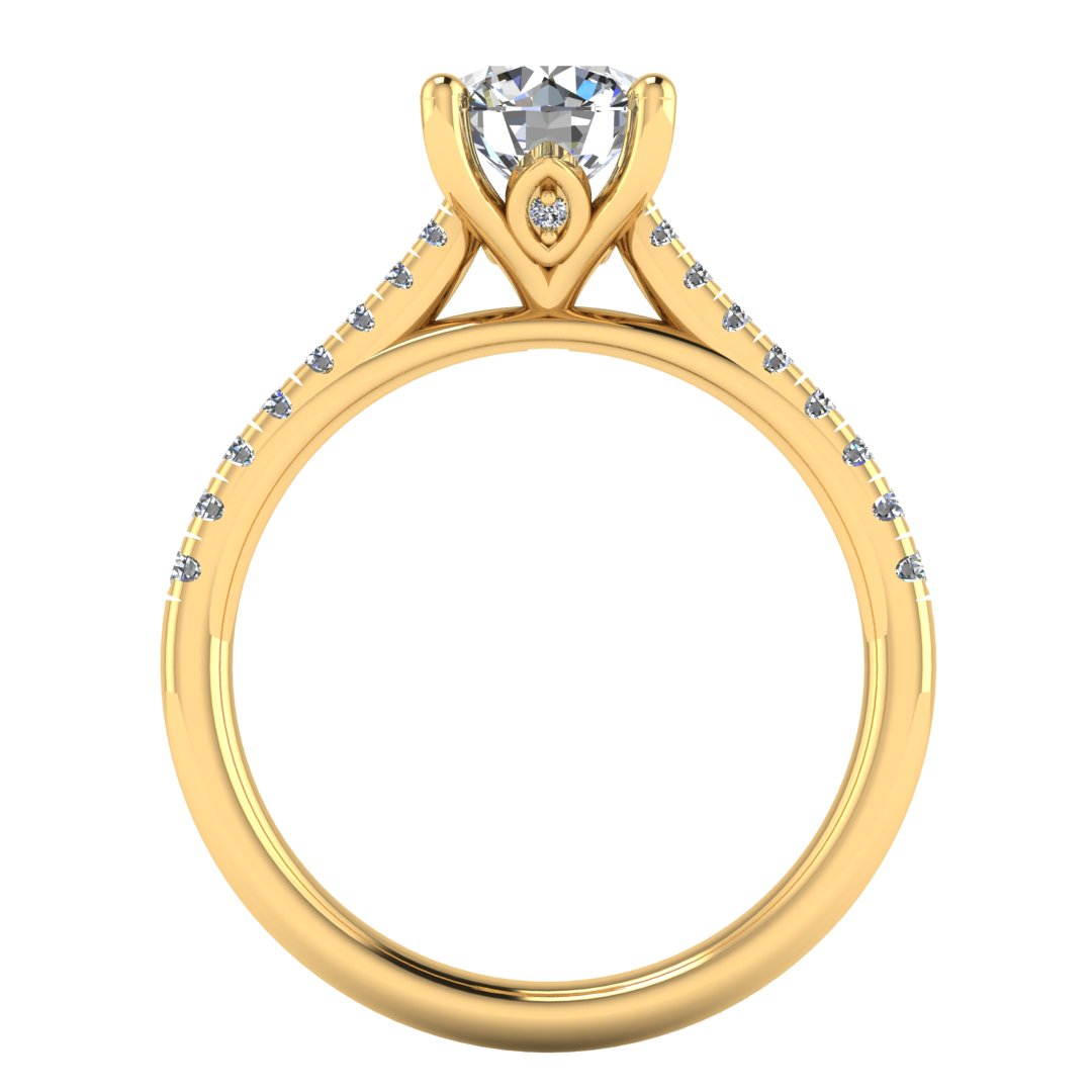 Harrogate Jewellers' ISLA lab-grown diamond ring, featuring a classic round brilliant cut diamond and set shoulders, crafted in platinum against a white background.