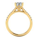 Harrogate Jewellers' ISLA lab-grown diamond ring, featuring a classic round brilliant cut diamond and set shoulders, crafted in platinum against a white background.