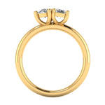 TOI ET MOI Pear and Emerald Cut Diamond Engagement Ring by Harrogate Jewellers, an elegant platinum band with a large central lab-grown diamond flanked by two smaller Earth Mined Diamonds, bespoke jewellery design from Yorkshire.