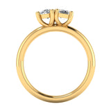 TOI ET MOI Pear and Emerald Cut Diamond Engagement Ring by Harrogate Jewellers, an elegant platinum band with a large central lab-grown diamond flanked by two smaller Earth Mined Diamonds, bespoke jewellery design from Yorkshire.