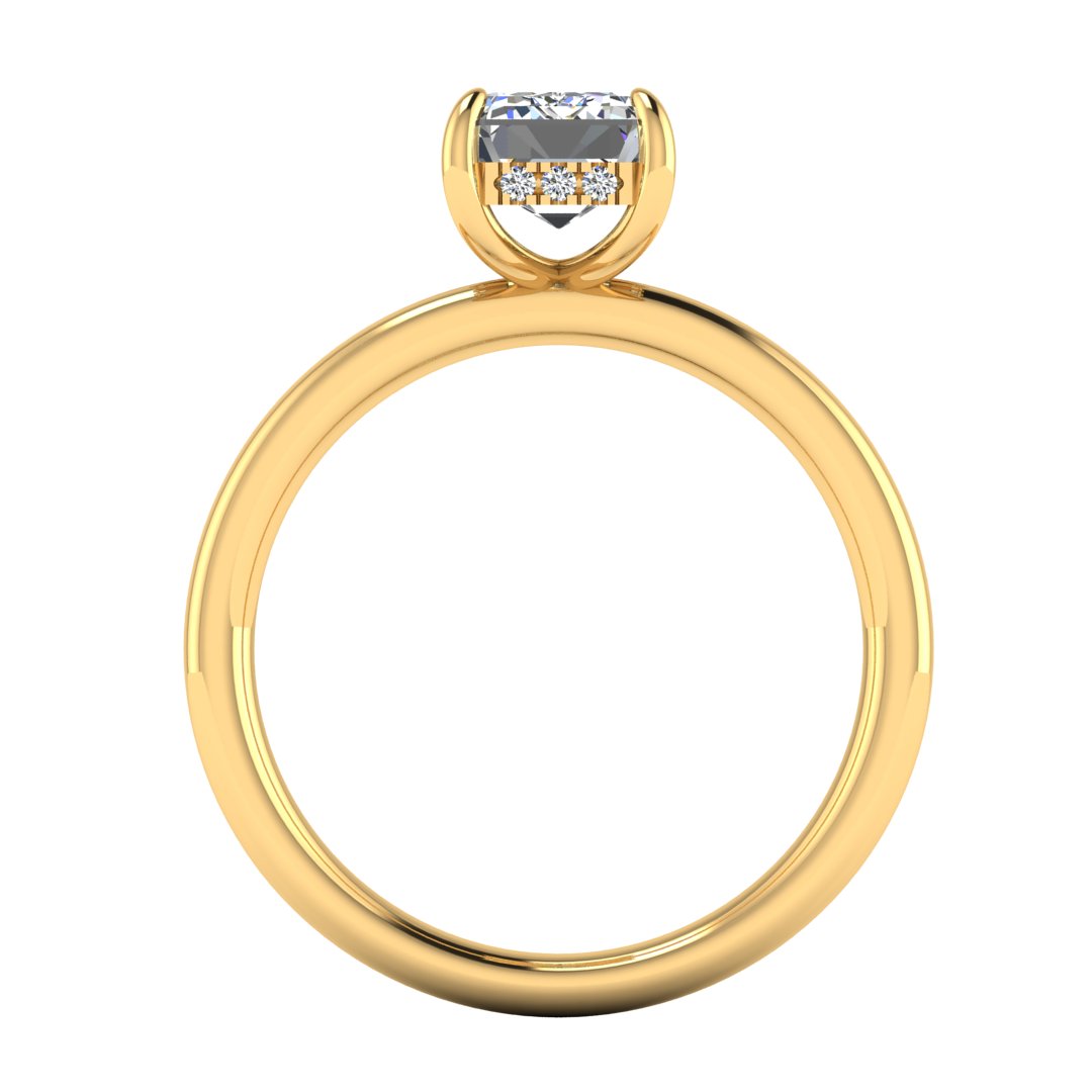 Harrogate Jewellers' MADELINE Lab-Grown Emerald Cut Solitaire Hidden Diamond Ring in platinum, a bespoke engagement ring in Yorkshire.