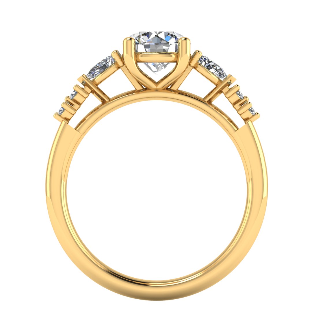 Harrogate Jewellers Lab Grown Round Brilliant Cut Solitaire Ring with Mixed Cut Diamond Shoulders, Platinum Band, White Gold Finish, Bespoke Engagement Ring in Yorkshire