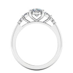 Harrogate Jewellers' ORIANNA lab-grown oval cut solitaire engagement ring with mixed cut diamond shoulders in a platinum setting, perfect for Yorkshire bespoke jewellery lovers.