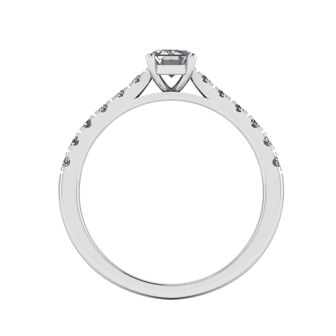 Harrogate Jewellers ADELE lab-grown emerald cut diamond ring with classic set shoulders in platinum or white gold, perfect for a bespoke Yorkshire wedding