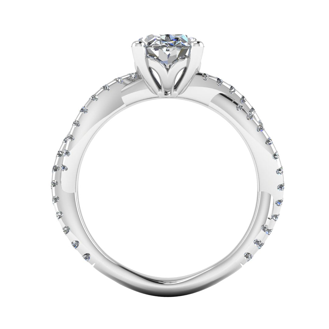 SOPHIA - Lab-Grown Oval Cut Diamond Ring with Twisted Diamond Shoulders by Harrogate Jewellers, set in platinum, white gold, bespoke jewellery design for engagement and wedding, Yorkshire