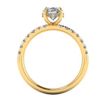 Harrogate Jewellers' HOLLY - Lab-Grown Oval Cut Hidden Diamond Halo Ring, with dazzling centre stone and diamond embellished band, perfect for Yorkshire bespoke engagement ring seekers.