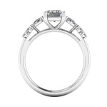 Harrogate Jewellers' CLARA lab grown emerald cut solitaire ring with mixed cut diamond shoulders, platinum or white gold, bespoke jewellery, engagement rings in Harrogate Yorkshire.