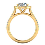 Harrogate Jewellers' lab-grown diamond engagement ring, featuring a classic round brilliant cut diamond with a halo setting on a platinum band, bespoke jewellery from Yorkshire.