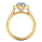 Harrogate Jewellers' lab-grown diamond engagement ring, featuring a classic round brilliant cut diamond with a halo setting on a platinum band, bespoke jewellery from Yorkshire.