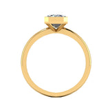 Lab-grown emerald cut diamond engagement ring from Harrogate Jewellers, showcasing a refined bezel setting on a platinum band, bespoke jewellery in Harrogate, Yorkshire.