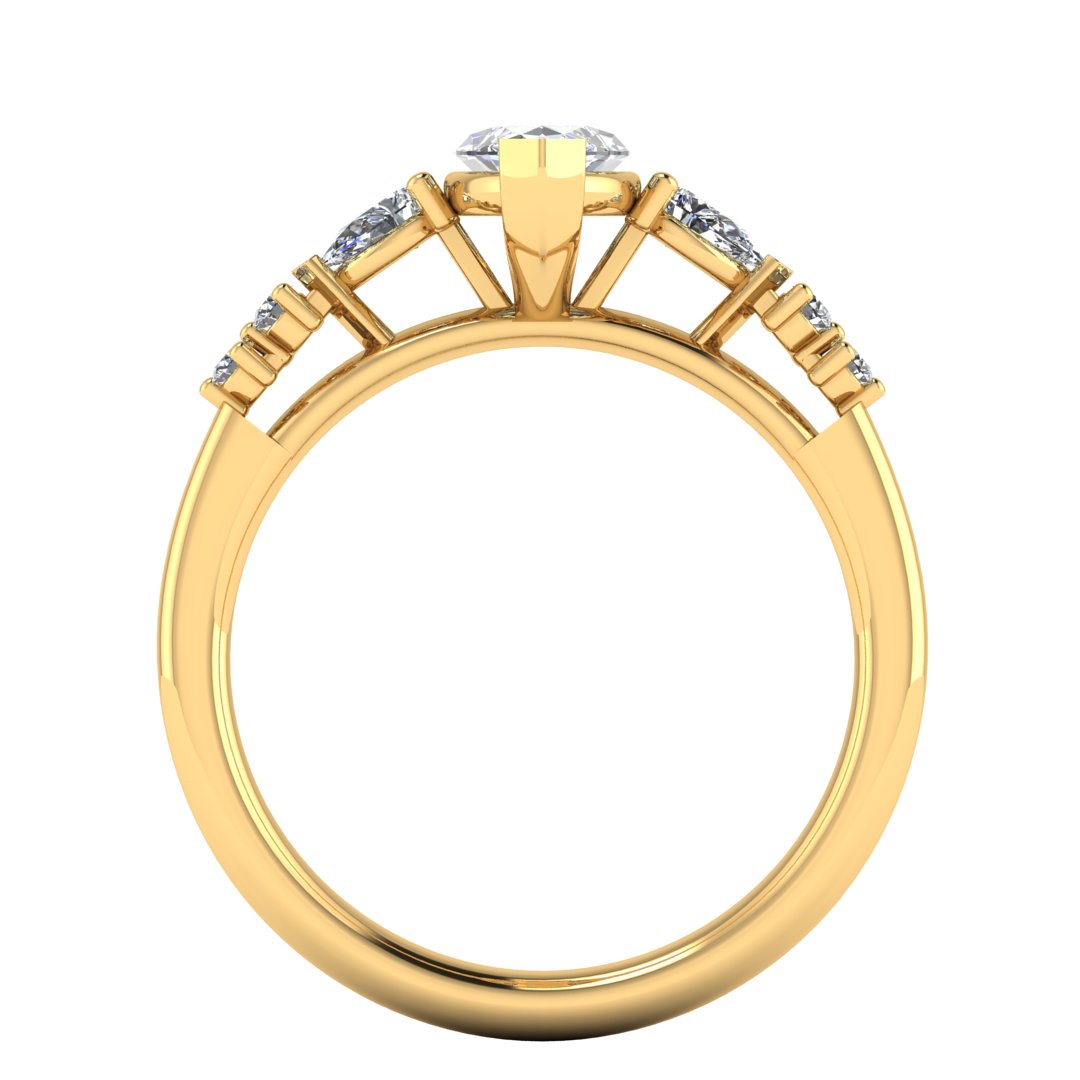 CATHERINE - Lab Grown Marquise Cut Solitaire with Mixed Cut Diamond Shoulders ring by Harrogate Jewellers, perfect for Earth Mined Diamonds Wedding Rings and bespoke jewellery in Harrogate, Yorkshire.