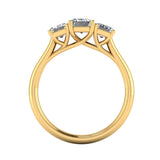 Harrogate Jewellers' TAYLOR Lab-Grown Emerald Cut Diamond Trilogy Ring in platinum, showcasing bespoke Yorkshire craftsmanship with three stunning Earth Mined Diamonds in a classic design.