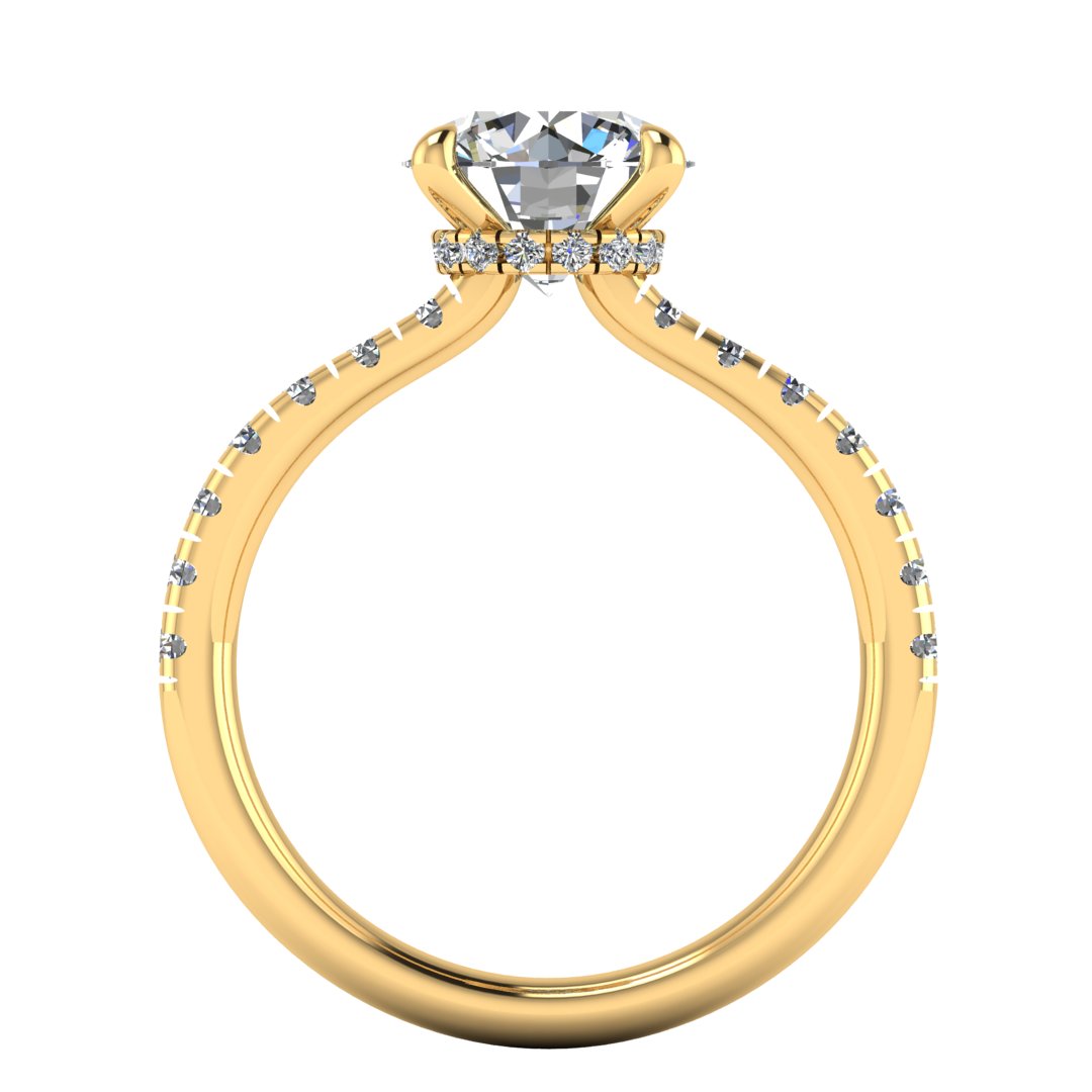 Harrogate Jewellers' SERENA ring featuring a lab-grown, round brilliant cut diamond, hidden diamond halo on a platinum band, ideal for bespoke Yorkshire weddings.