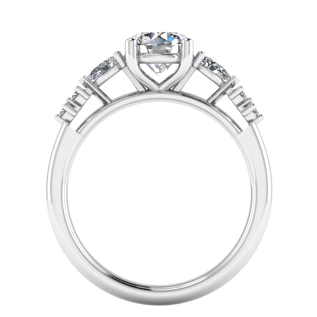 LILLIAN Lab Grown Round Brilliant Cut Solitaire ring by Harrogate Jewellers, adorned with mixed cut diamond shoulders, showcasing bespoke jewellery craftsmanship, perfect for Yorkshire weddings.