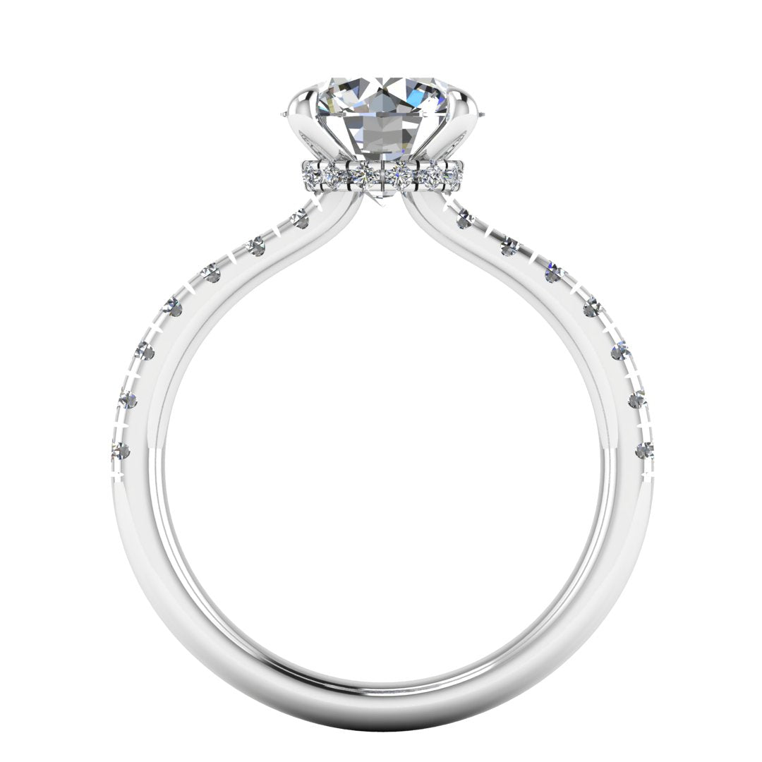 Harrogate Jewellers' SERENA Lab-Grown Classic Round Brilliant Cut Diamond Ring with Hidden Halo, set in platinum, ideal for bespoke Yorkshire weddings.