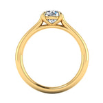 Harrogate Jewellers' MOLLY - Low Set Lab-Grown Diamond Solitaire Engagement Ring on a white background, highlighting the brilliance of the round diamond and the elegant platinum band.