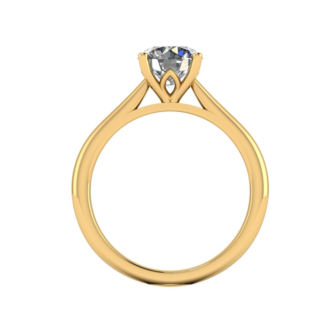 Harrogate Jewellers lab-grown round brilliant cut diamond engagement ring, set in a classic tulip design on a platinum or white gold band, bespoke jewellery from Yorkshire.
