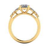 Harrogate Jewellers' CLARA Ring - Lab Grown Emerald Cut Solitaire with Mixed Cut Diamond Shoulders, bespoke jewellery design with platinum finish, perfect for Yorkshire weddings or engagements