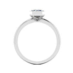 Harrogate Jewellers' Vivienne engagement ring with lab-grown emerald cut diamond, bezel set on a platinum band, Earth Mined Diamonds Wedding Rings, bespoke jewellery from Yorkshire.