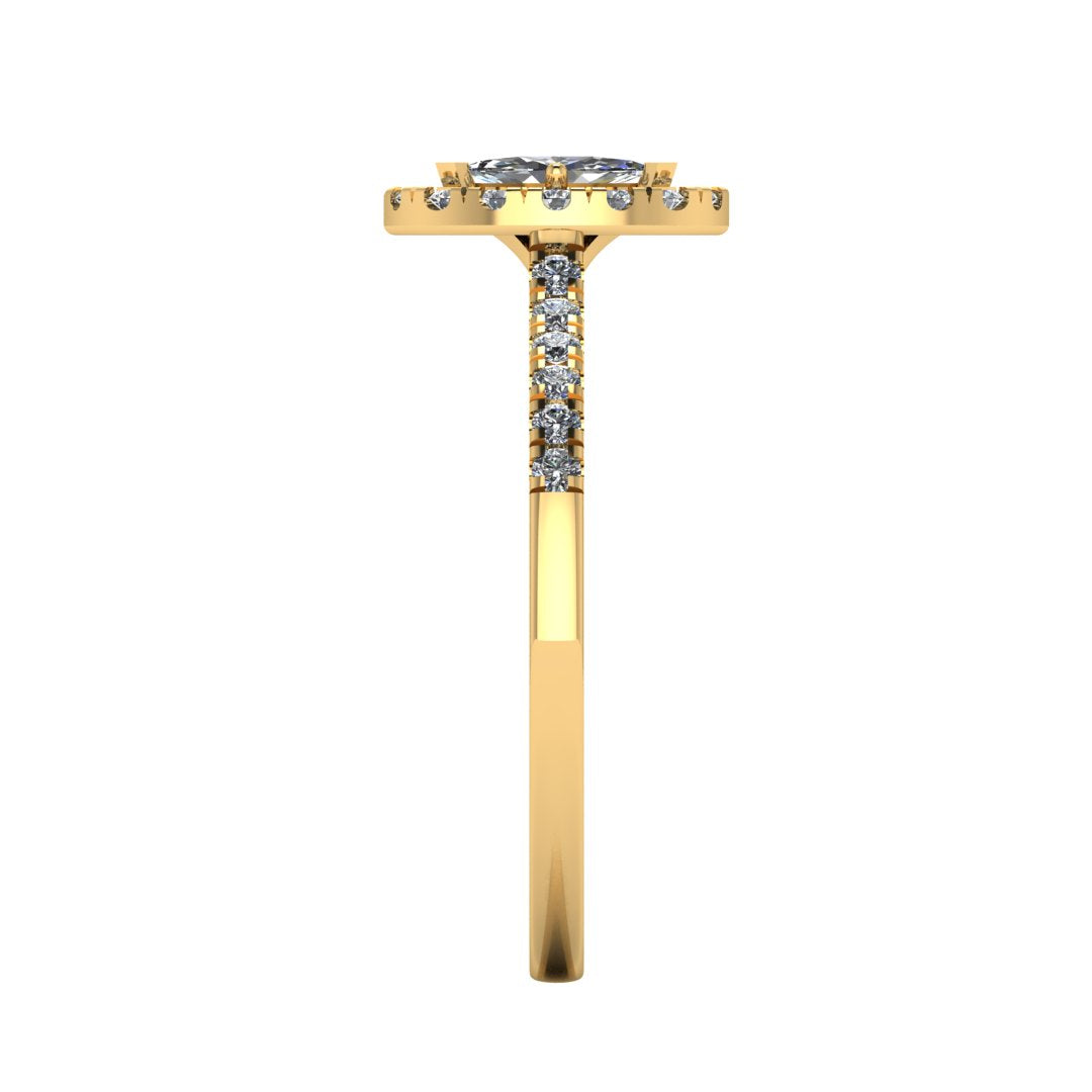 Harrogate Jewellers' DAHLIA Lab-Grown Marquise Cut Diamond Halo Ring in platinum, a top choice for bespoke engagement and wedding rings in Yorkshire